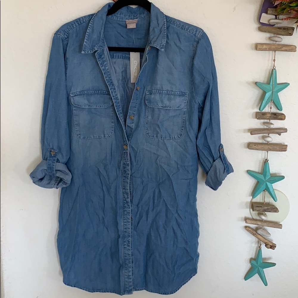 Chicos long denim shirt
